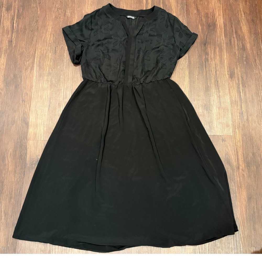 BloomChic Whimsigoth Black Sheer Back Mini Dress Cutout 14 16 Holiday Romantic